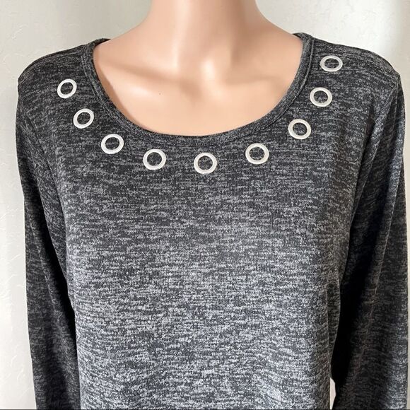 Tacera Gray Grommet Neckline Shift Dress Sz XL - Picture 5 of 13